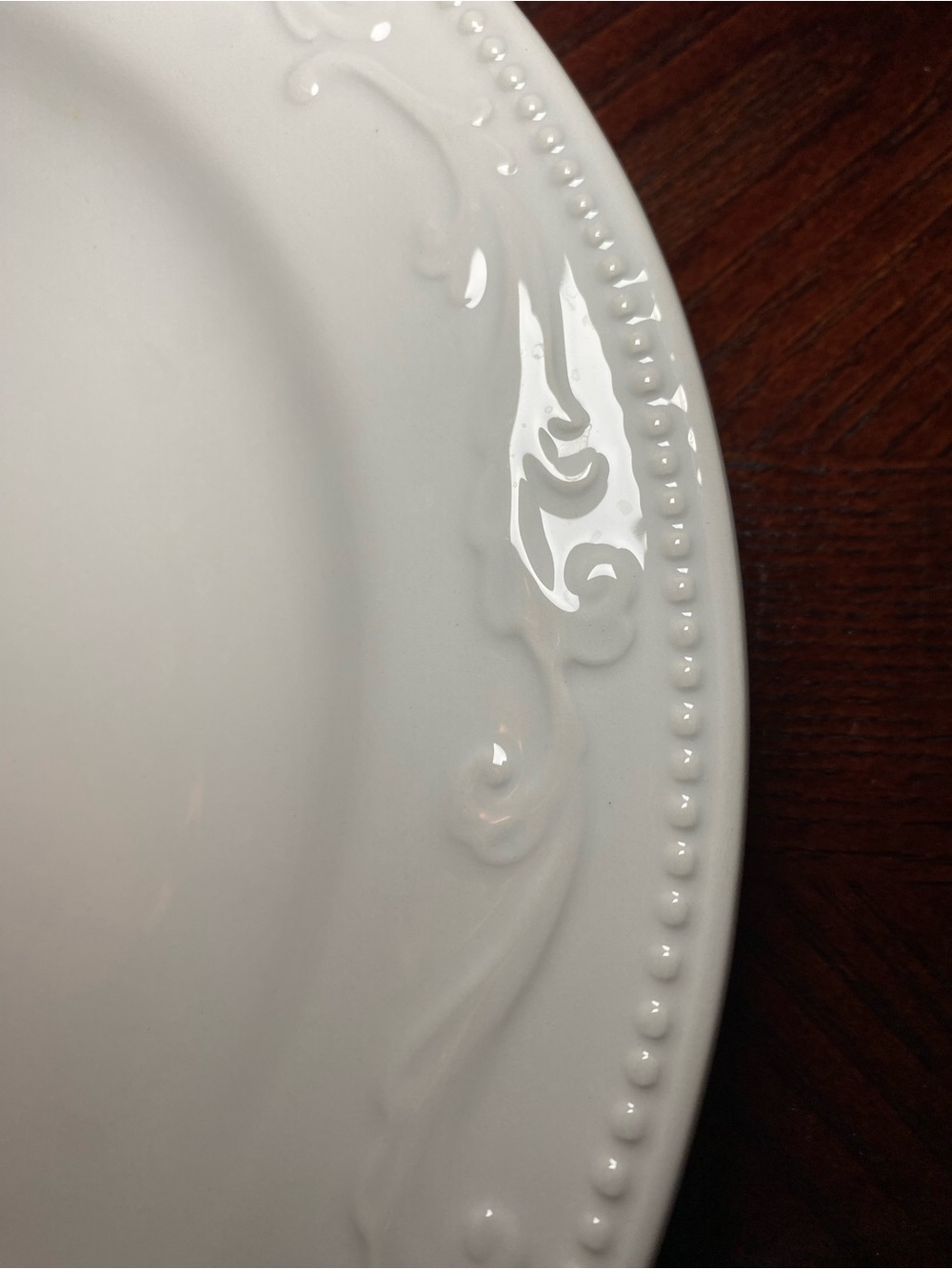 Mesa InternationalSet if 2 White Embossed 12 inch Ceramic Dinner Plate